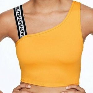 Pink Victoria’s Secret Yellow Sports Bra/top size Medium